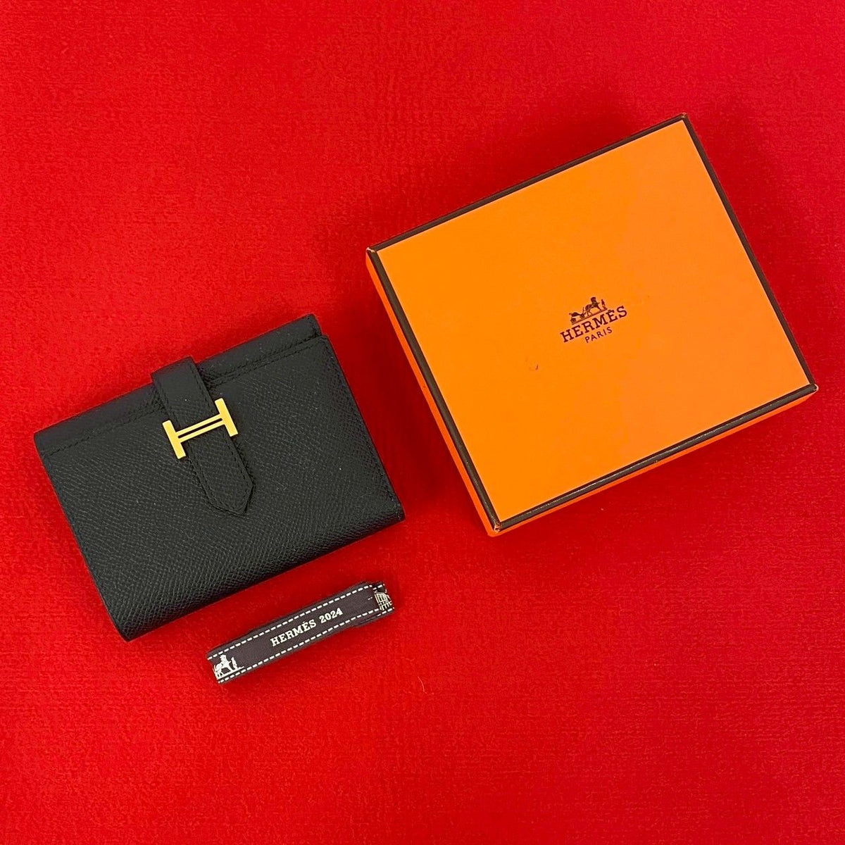 Hermes Bearn Combine Veau Epsom Trifold Wallet Mini Black