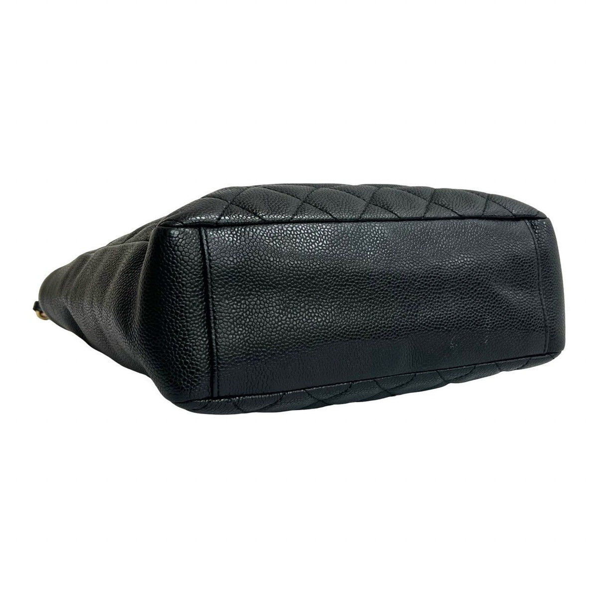 Chanel Quilted CC Logo Caviar Leather Chain Tote Bag Black — view 7