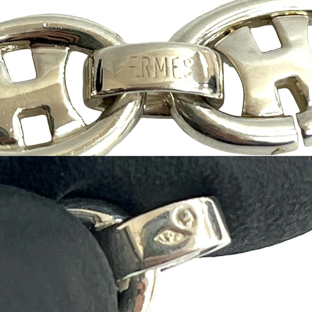 Hermes Vintage H Logo Bracelet 925 Sterling Silver Chain Bangle — view 3