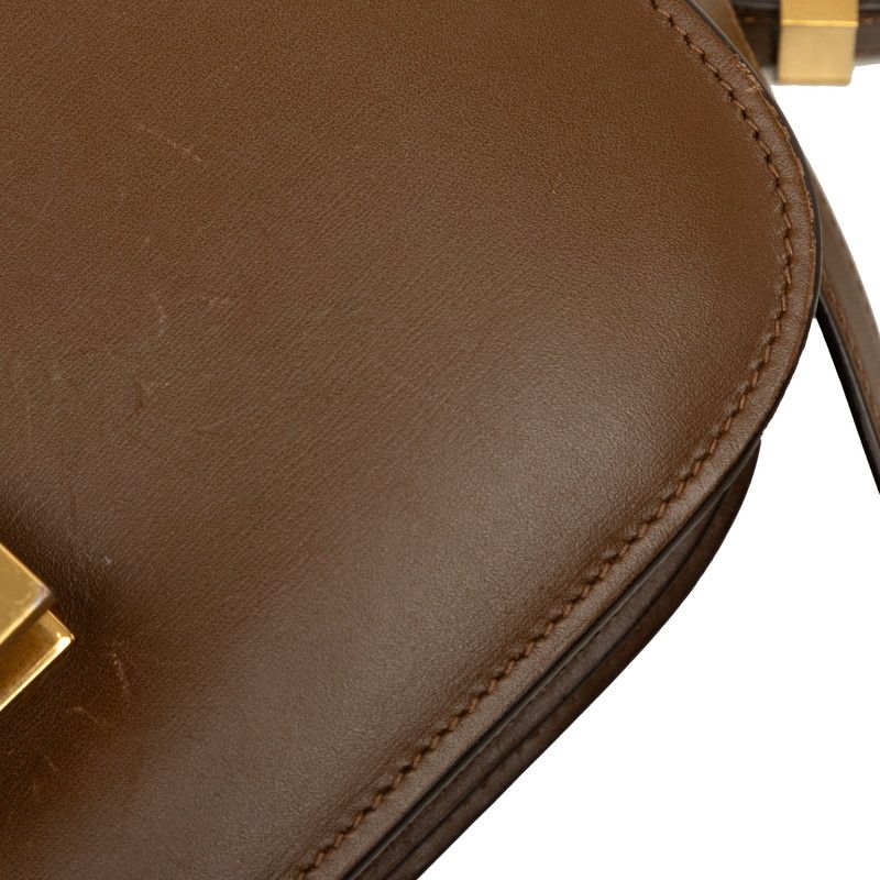 Celine Classic Box Crossbody Shoulder Bag Brown Gold Leather — view 7