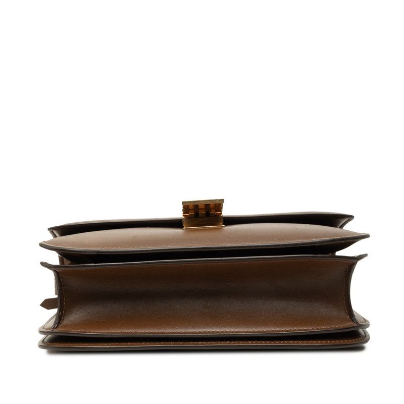 Celine Classic Box Crossbody Shoulder Bag Brown Gold Leather — view 3