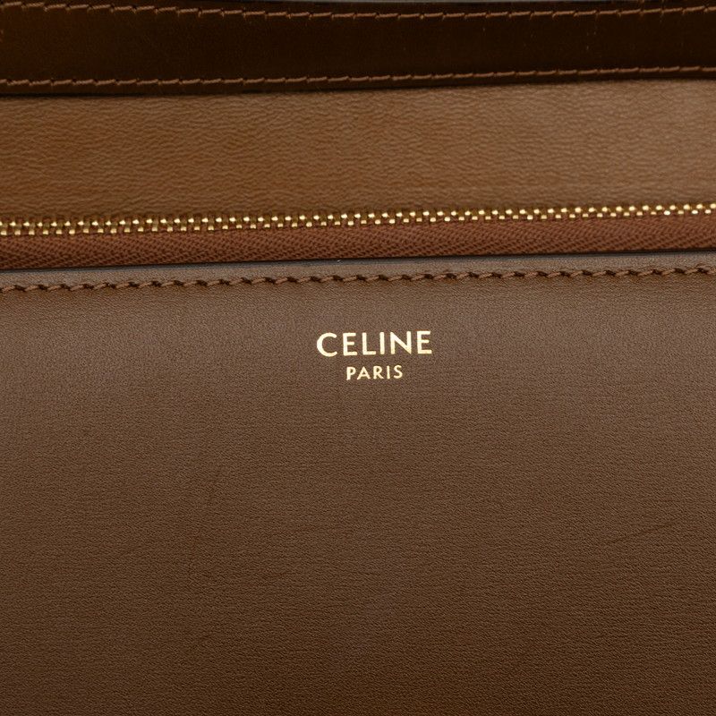 Celine Classic Box Crossbody Shoulder Bag Brown Gold Leather — view 5