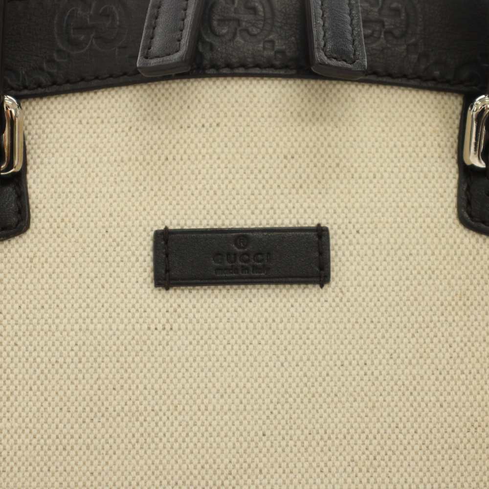 Gucci Guccissima Handbag Canvas Leather Ivory Black — view 5