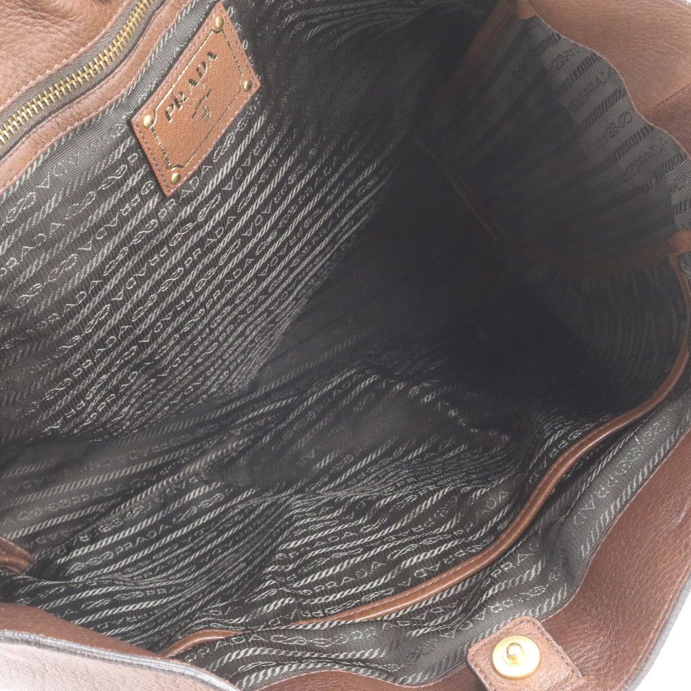 Prada Vitello Daino Leather Tote Bag Shoulder Hand Brown — view 7