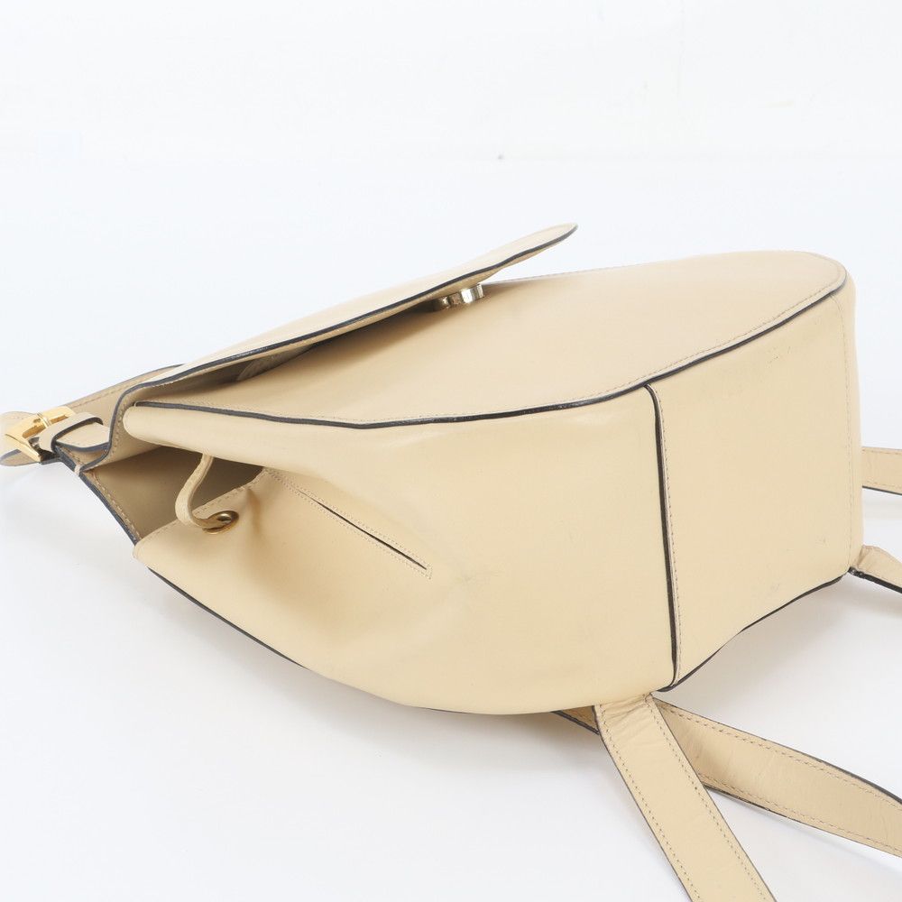 Celine Leather Backpack Shoulder Bag Beige Gold — view 5
