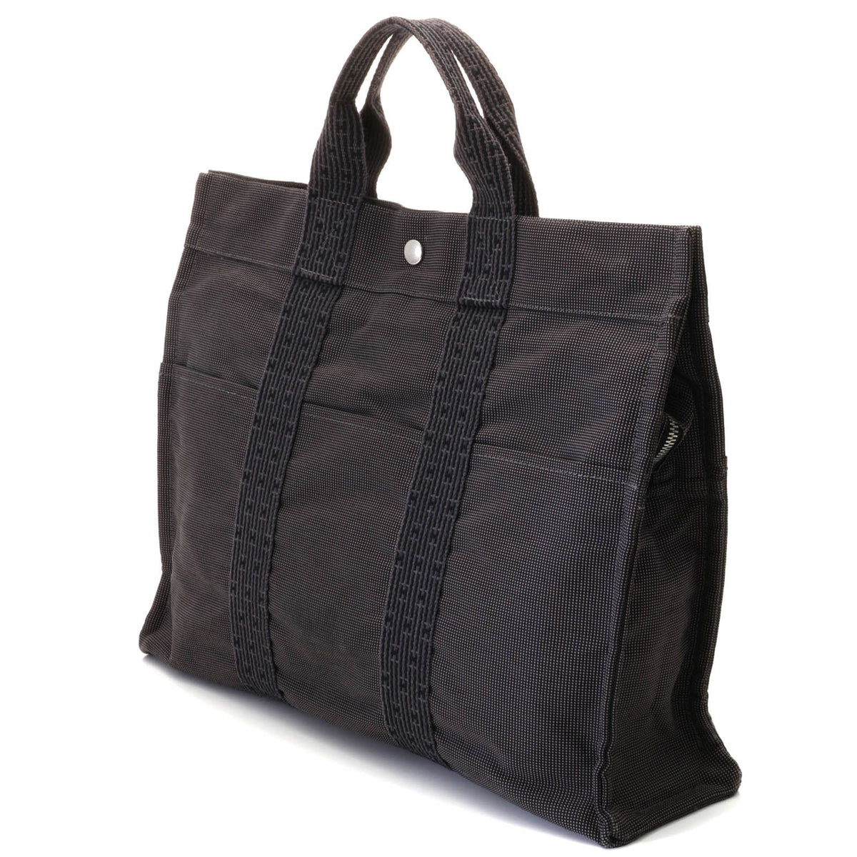 Hermes Herline Tote Bag MM Gray Silver Canvas — view 2