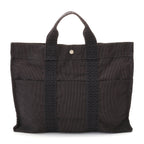 Hermes Herline Tote Bag MM Gray Silver Canvas