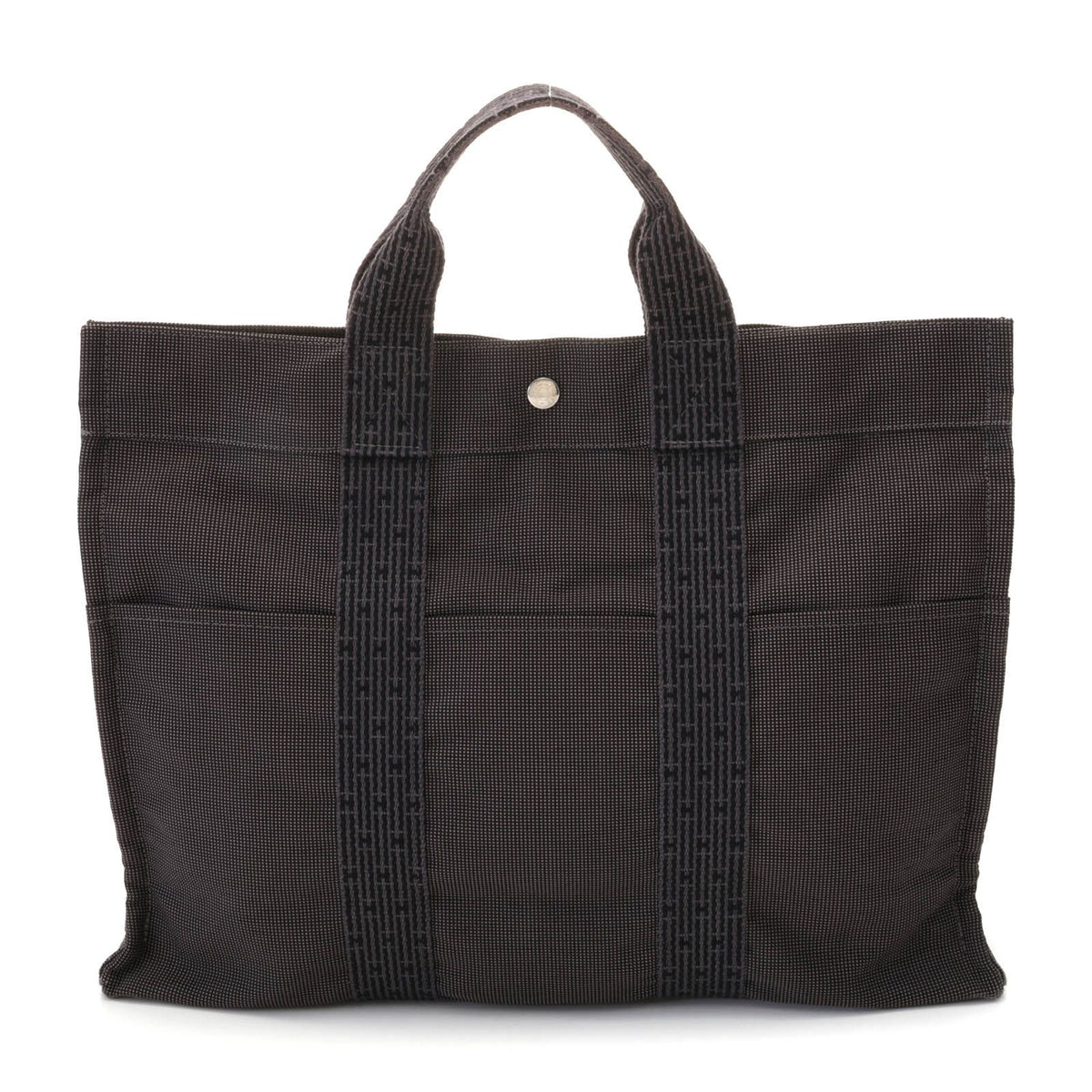 Hermes Herline Tote Bag MM Gray Silver Canvas