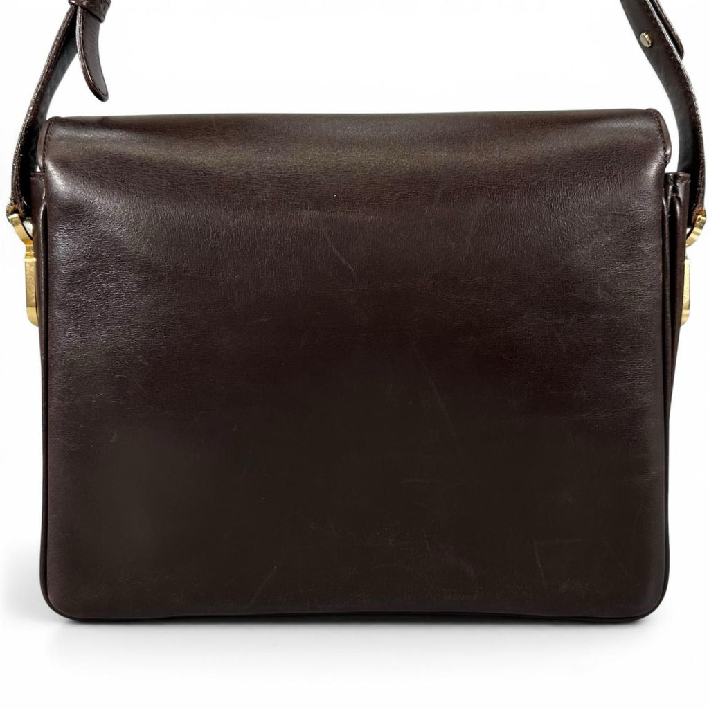 Celine Vintage Trinoff Leather Handbag Brown Gold — view 3