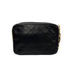Chanel Quilted Lambskin Leather Fringe Chain Shoulder Bag Black — view 5
