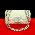 Chanel Cruise Collection Quilted CC Logo Canvas Shoulder Bag Ivory