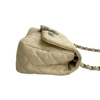 Chanel Cruise Collection Quilted CC Logo Canvas Shoulder Bag Ivory — view 6