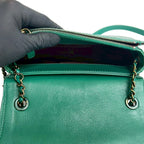 Chanel Coco Curve Jumbo CC Logo Calf Leather Chain Shoulder Bag Green — view 7