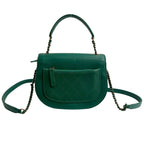 Chanel Coco Curve Jumbo CC Logo Calf Leather Chain Shoulder Bag Green — view 3
