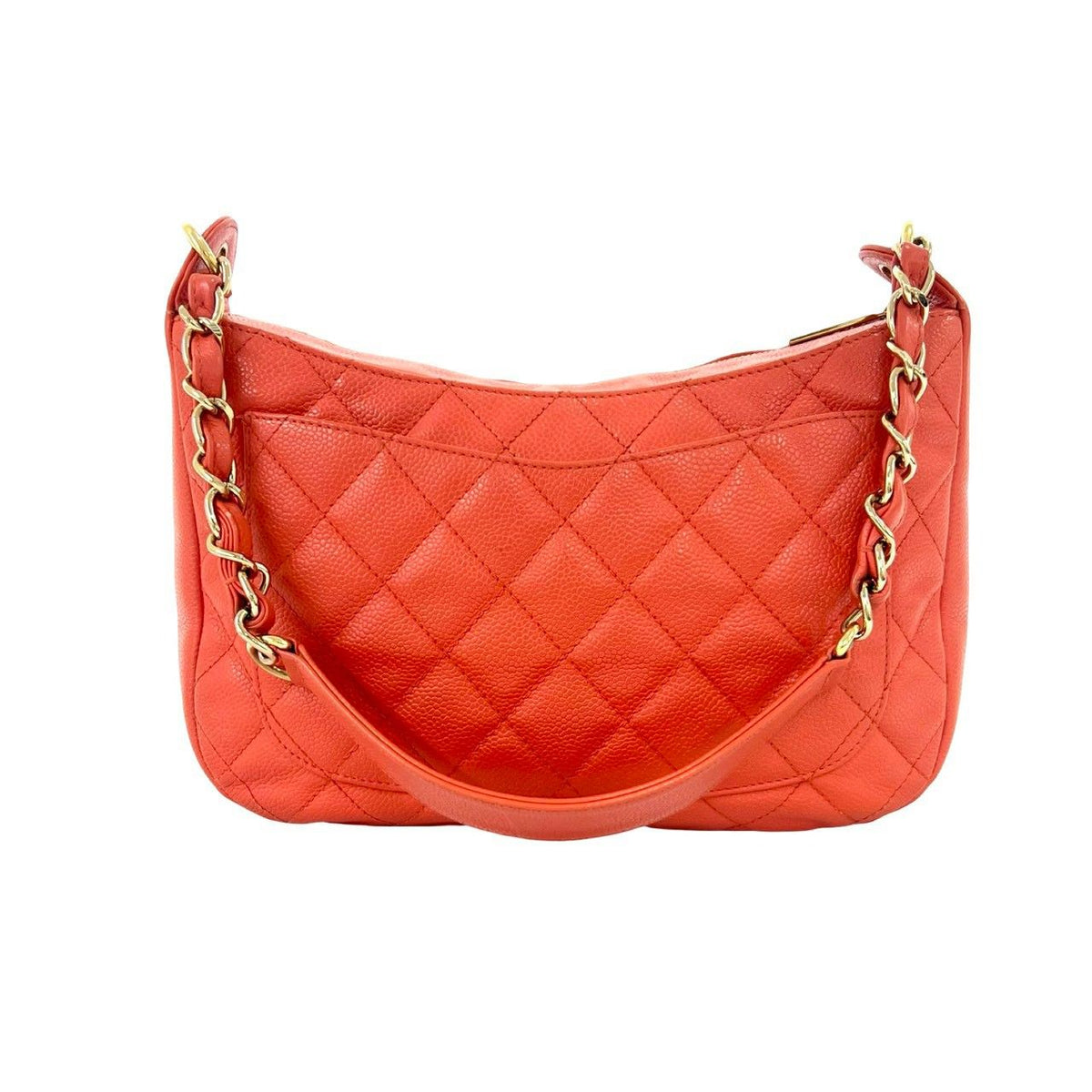 Chanel Seal Quilted CC Logo Caviar Leather Shoulder Bag Pink — view 3