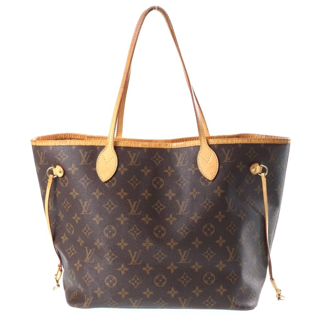 Louis Vuitton Monogram Neverfull MM Tote Bag Brown Leather