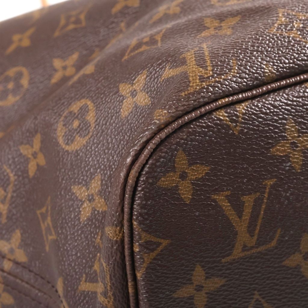 Louis Vuitton Monogram Neverfull MM Tote Bag Brown Leather — view 5