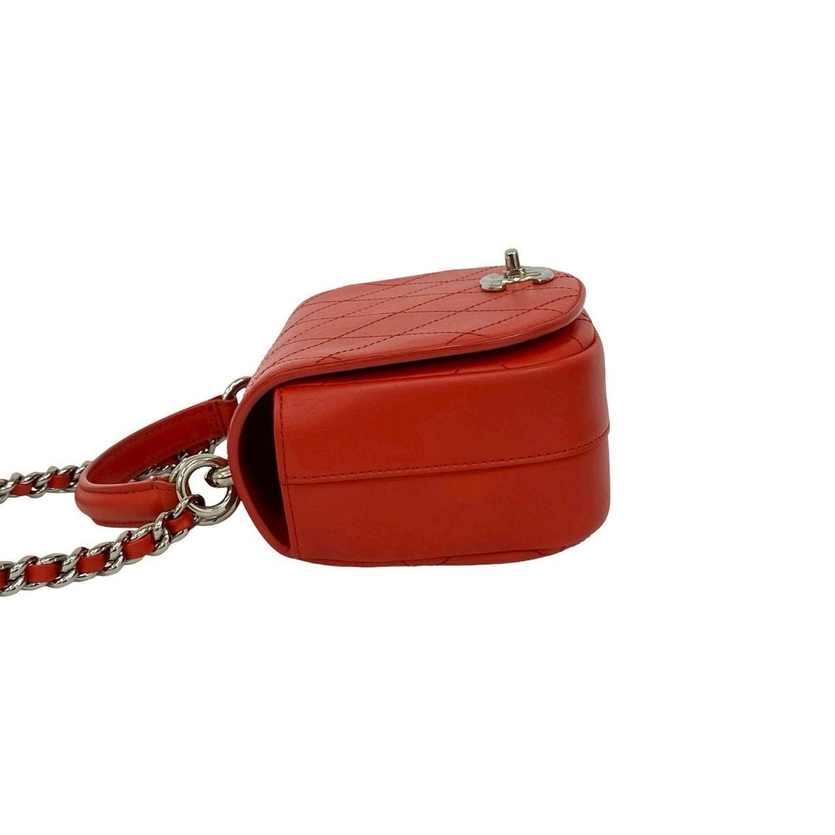 Chanel Quilted CC Logo Calf Leather 2-Way Shoulder Bag Red — view 5