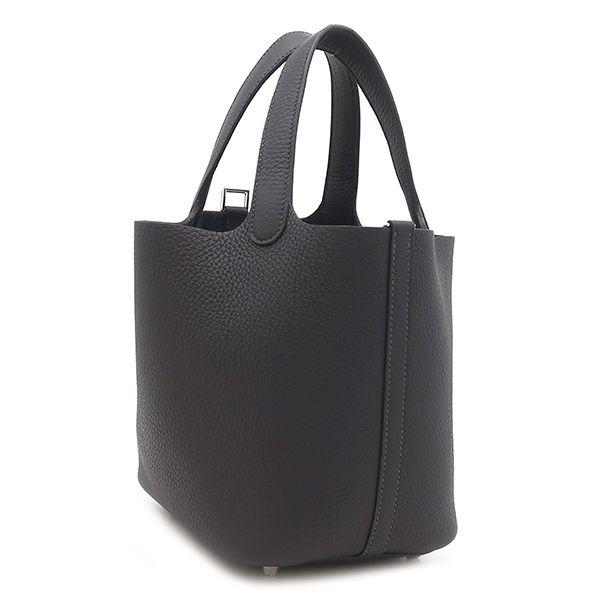 Hermes Handbag Picotin Lock 18 PM Taurillon Clemence Canvas Silver Navy — view 3