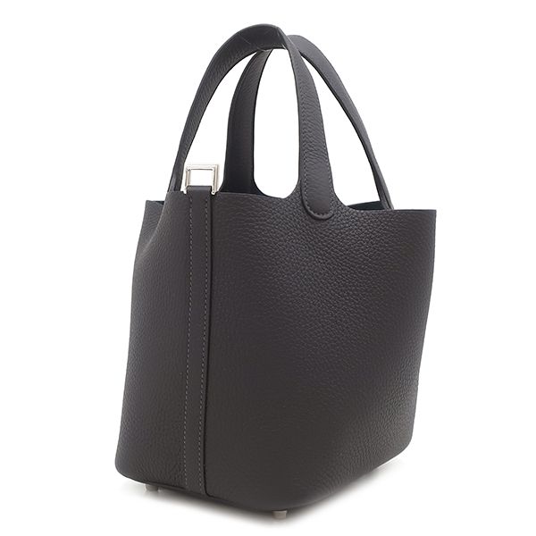 Hermes Handbag Picotin Lock 18 PM Taurillon Clemence Canvas Silver Navy — view 2