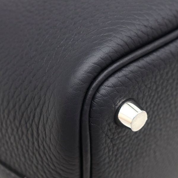 Hermes Handbag Picotin Lock 18 PM Taurillon Clemence Canvas Silver Navy — view 5