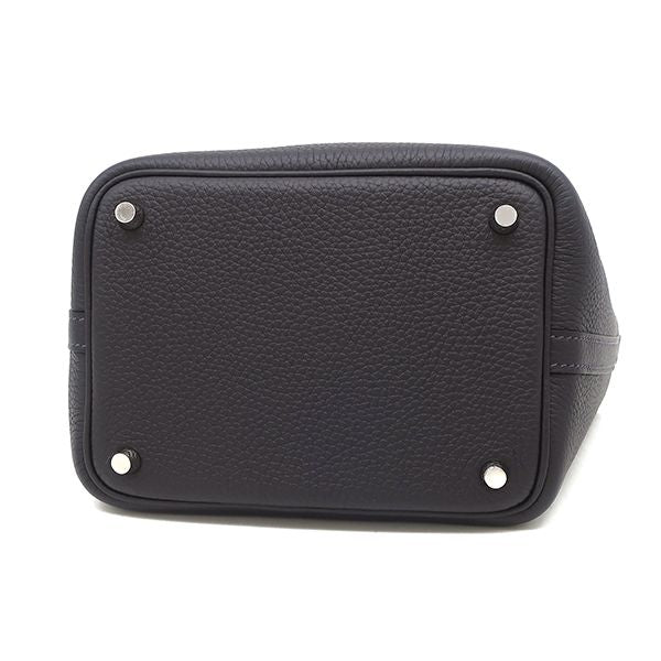 Hermes Handbag Picotin Lock 18 PM Taurillon Clemence Canvas Silver Navy — view 4