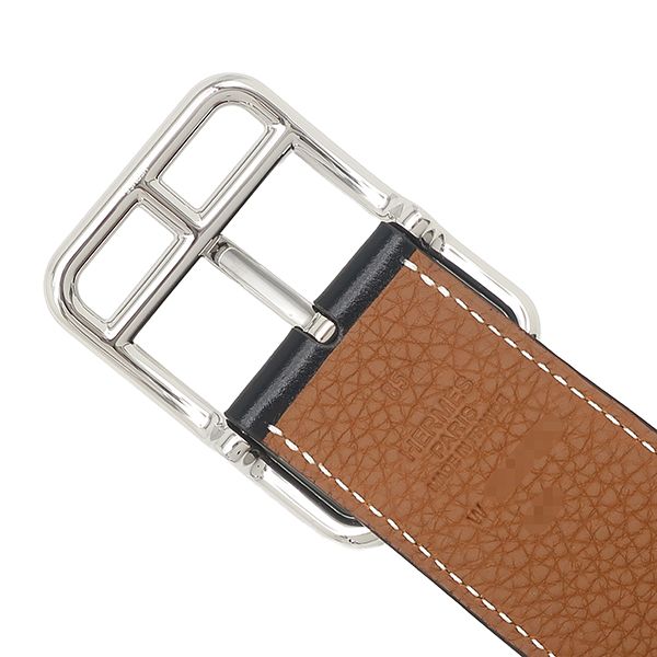 Hermes Belt Half Cod 38 Box Calf Togo Black Gold 85 Silver Reversible — view 4
