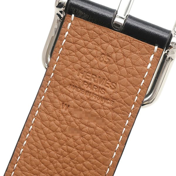 Hermes Belt Half Cod 38 Box Calf Togo Black Gold 85 Silver Reversible — view 6