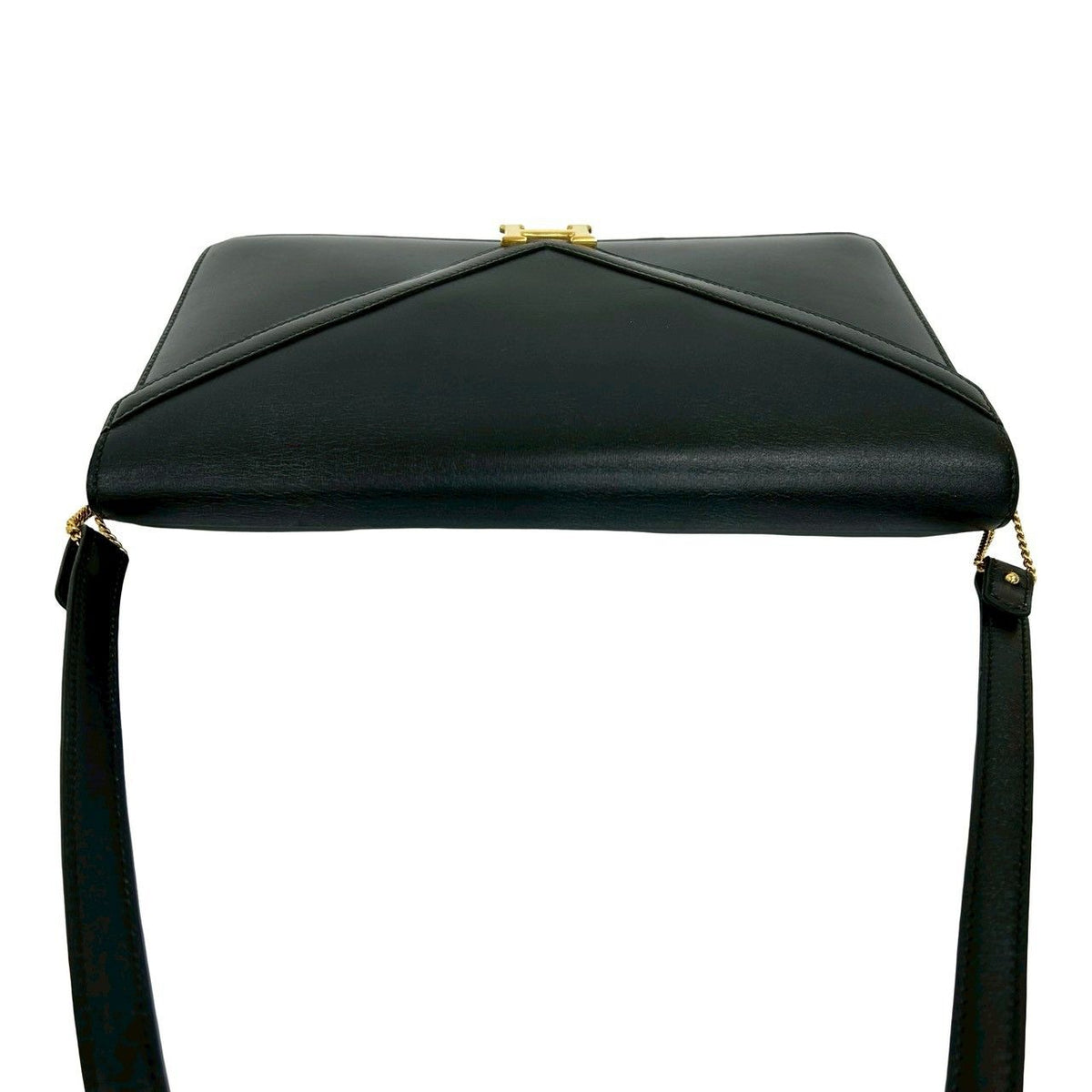 Hermes Vintage Liddy Box Calf Leather Shoulder Bag Pochette Black — view 4