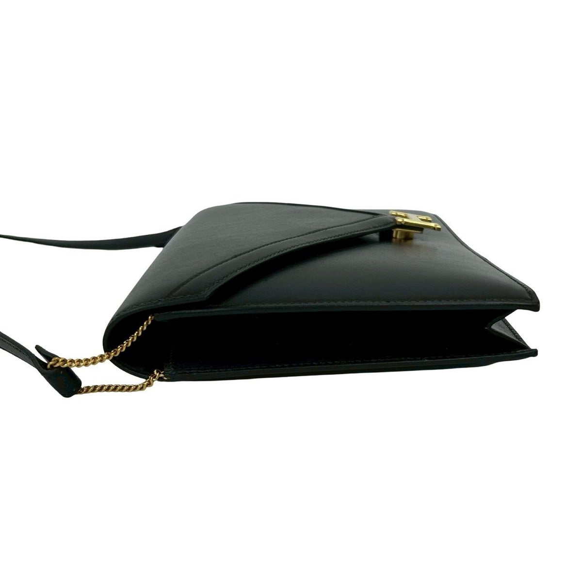 Hermes Vintage Liddy Box Calf Leather Shoulder Bag Pochette Black — view 5