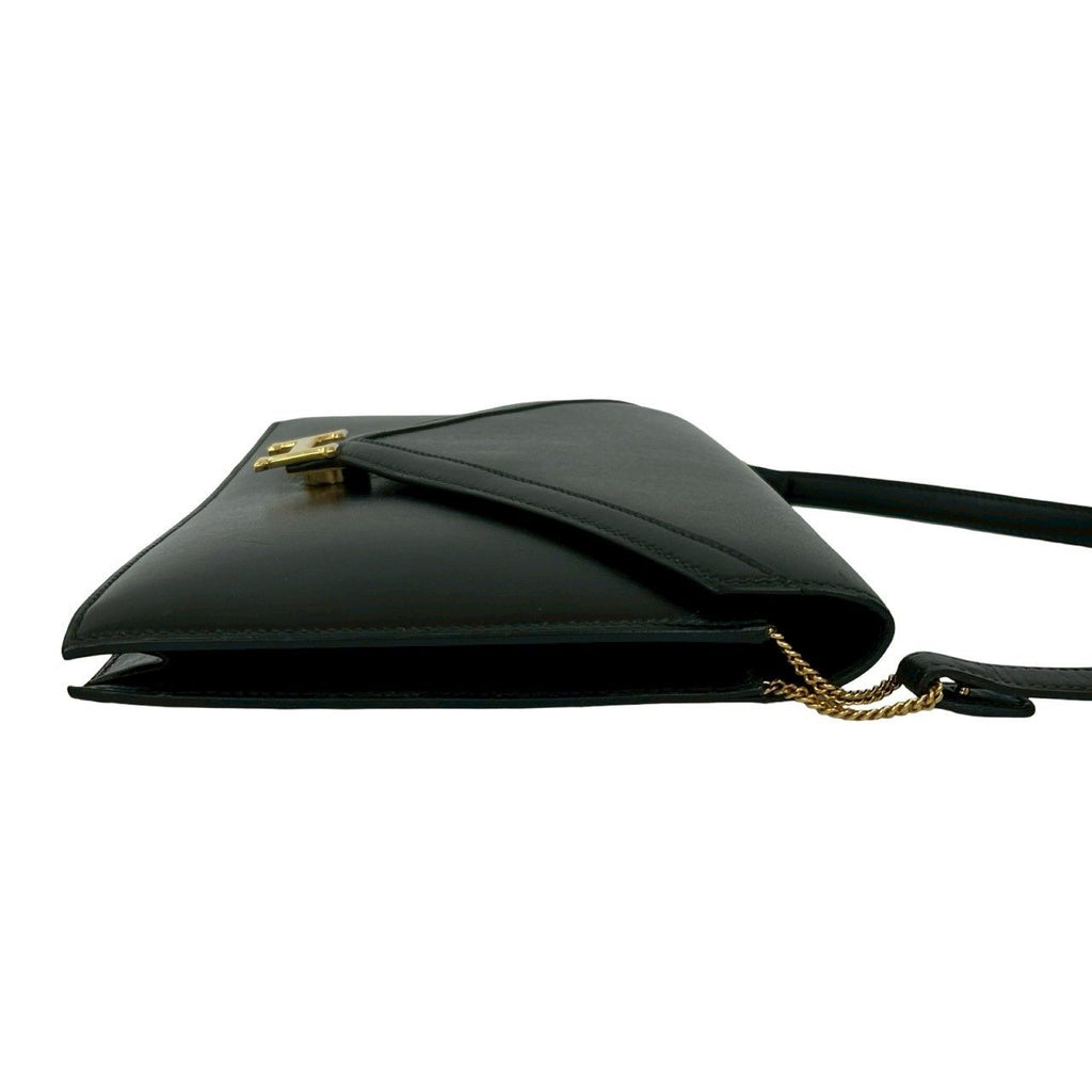 Hermes Vintage Liddy Box Calf Leather Shoulder Bag Pochette Black — view 6