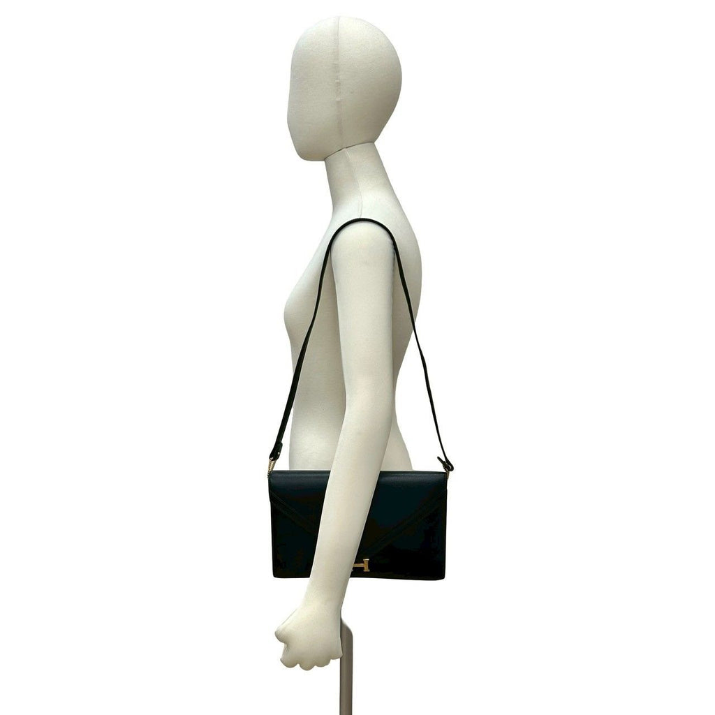 Hermes Vintage Liddy Box Calf Leather Shoulder Bag Pochette Black — view 2