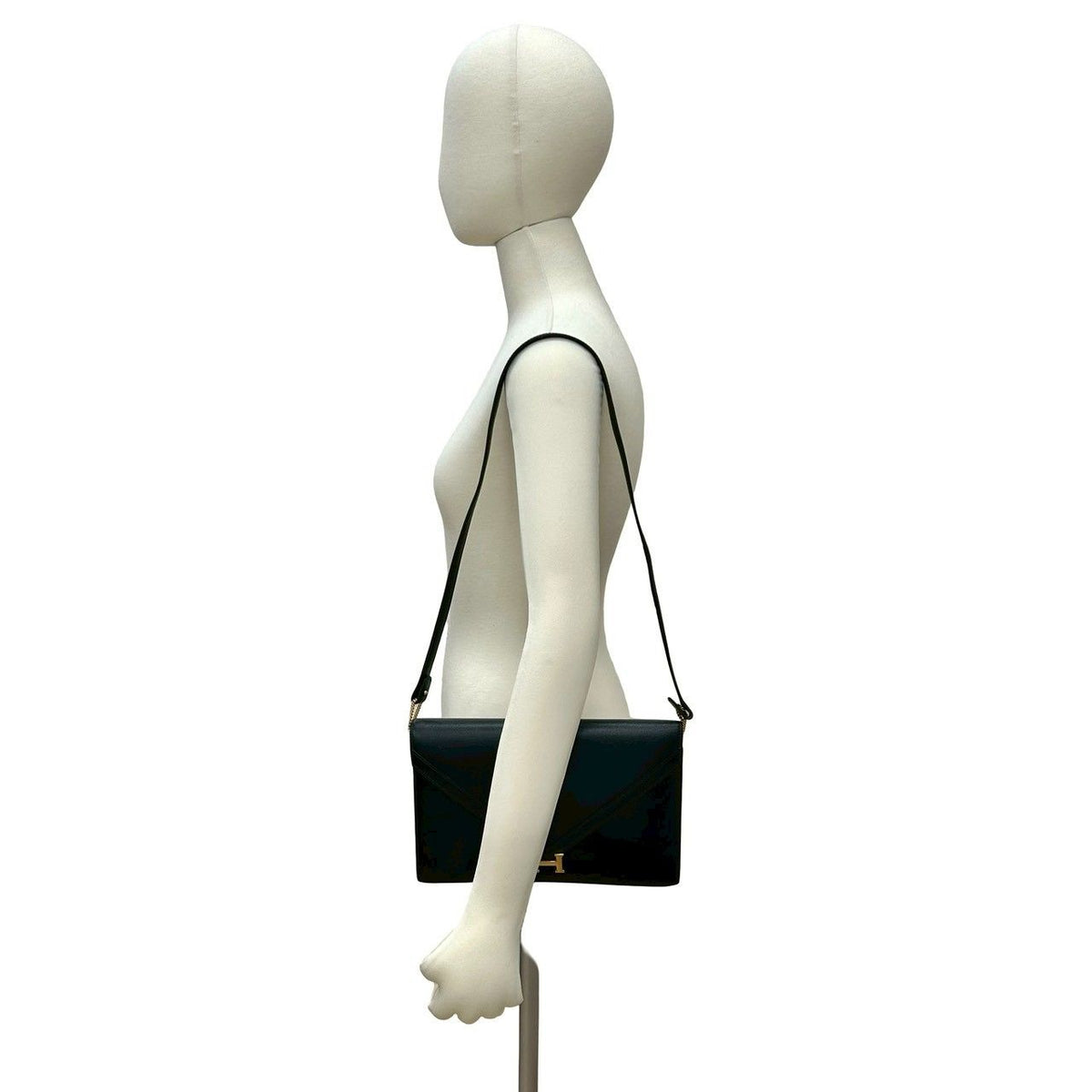Hermes Vintage Liddy Box Calf Leather Shoulder Bag Pochette Black — view 2