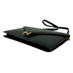 Hermes Vintage Liddy Box Calf Leather Shoulder Bag Pochette Black — view 8