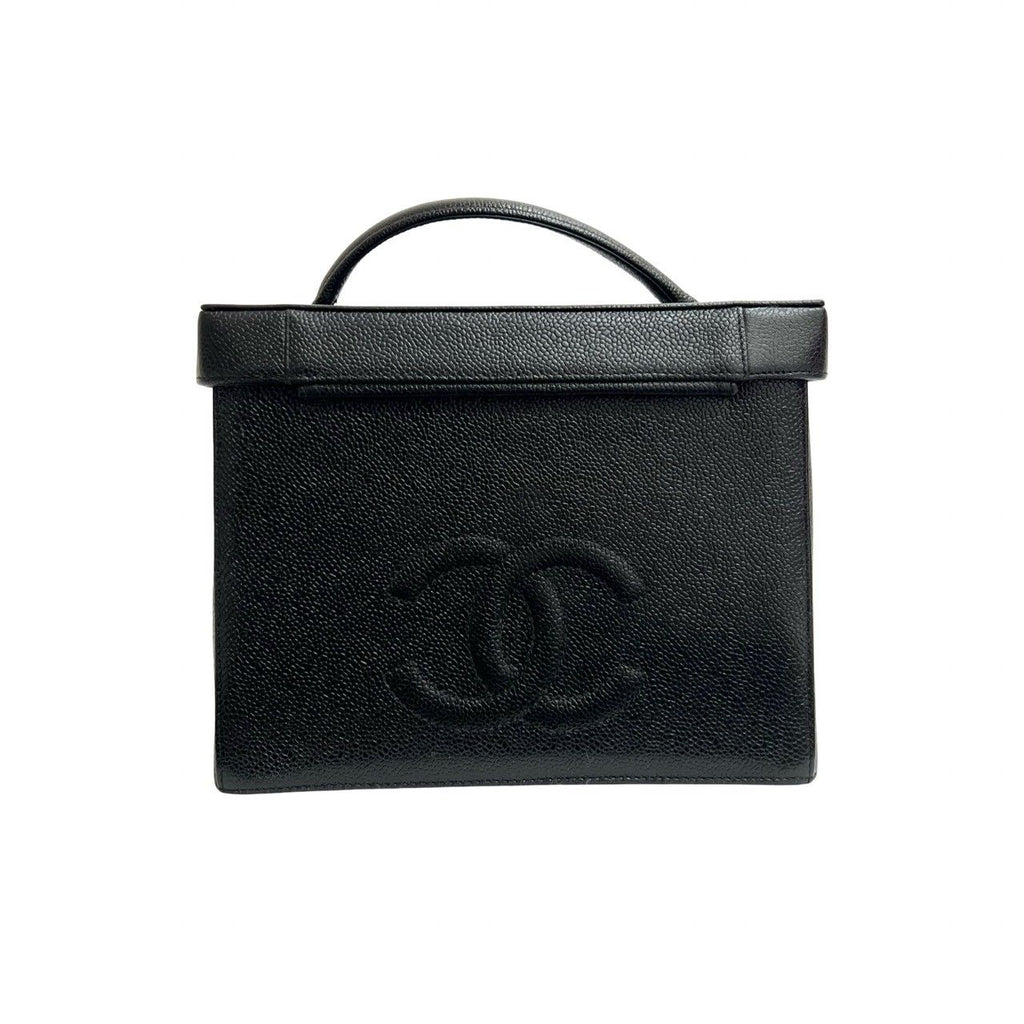 Chanel CC Logo Matte Caviar Leather 2-Way Shoulder Bag Black — view 3
