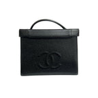 Chanel CC Logo Matte Caviar Leather 2-Way Shoulder Bag Black — view 3