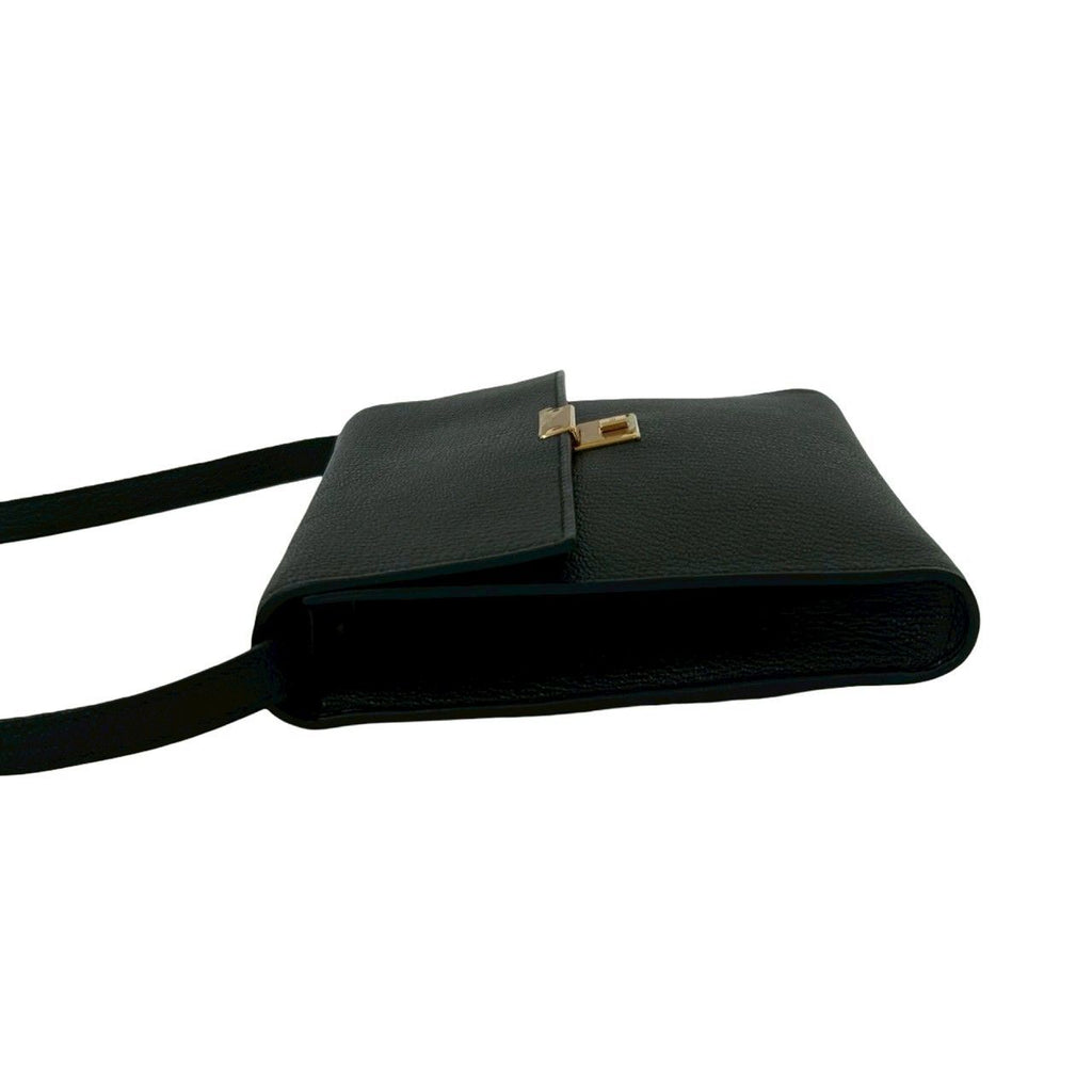 Hermes Click 16 Logo Chevre Leather Shoulder Bag Pochette Black — view 5