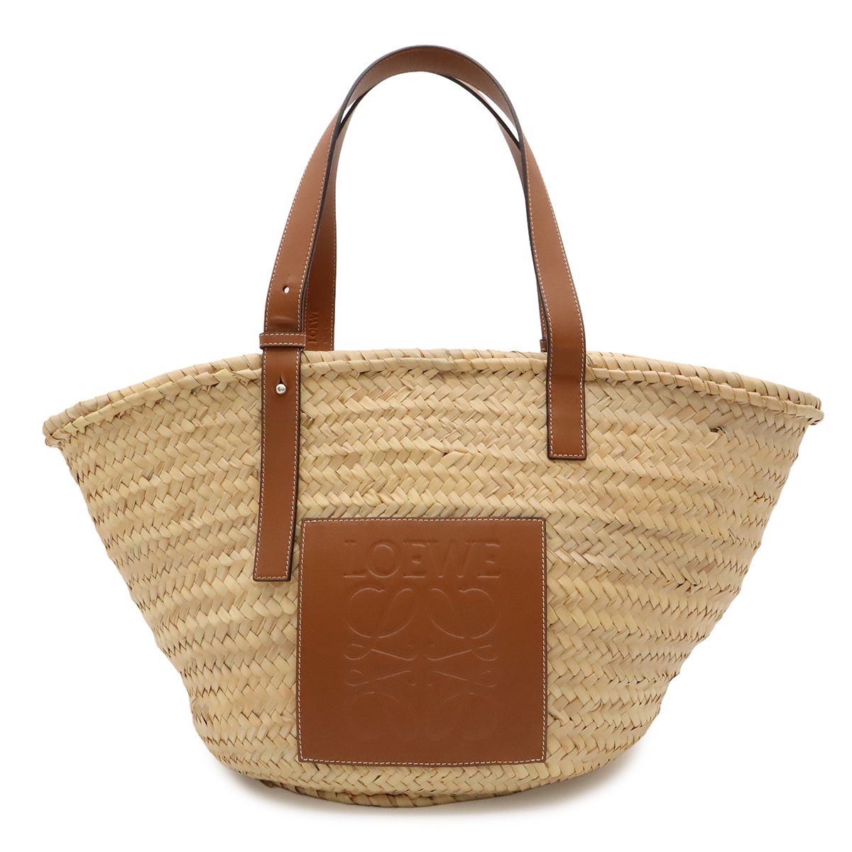 Loewe Basket Bag Handbag Palm Leaf Leather Natural Tan Brown