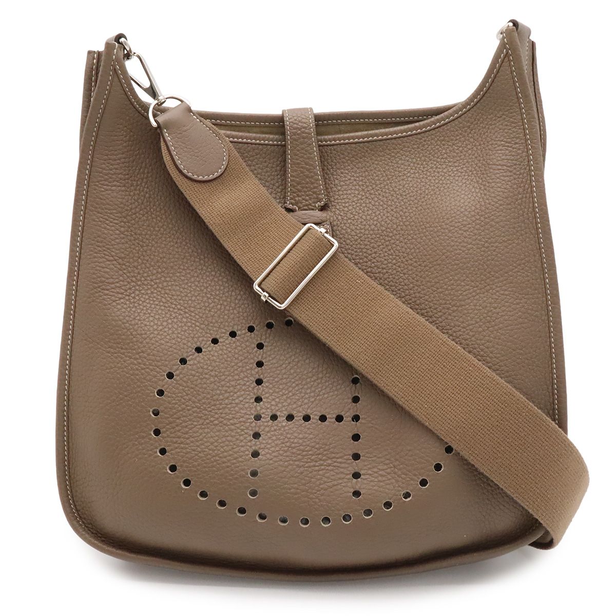 Hermes Evelyne 3 III GM Shoulder Bag Crossbody Togo Leather Etoupe Greige