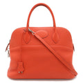 Hermes Bolide 35 2-Way Shoulder Bag Taurillon Clemence Rose Jaipur Red Silver