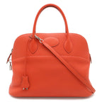 Hermes Bolide 35 2-Way Shoulder Bag Taurillon Clemence Rose Jaipur Red Silver