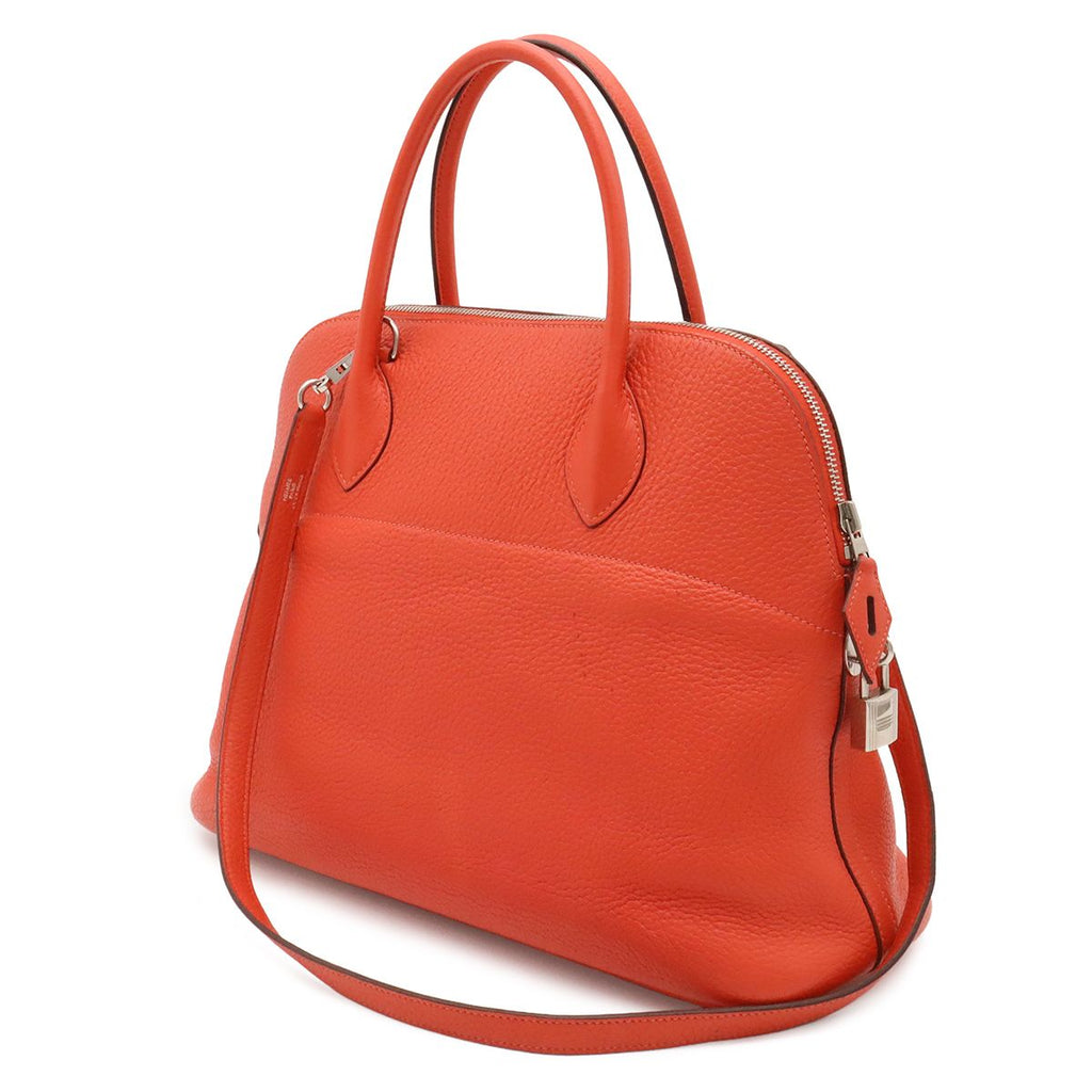 Hermes Bolide 35 2-Way Shoulder Bag Taurillon Clemence Rose Jaipur Red Silver — view 2