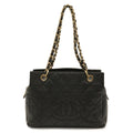 Chanel Quilted Petit Timeless Tote Chain Shoulder Bag Caviar Leather Black Gold