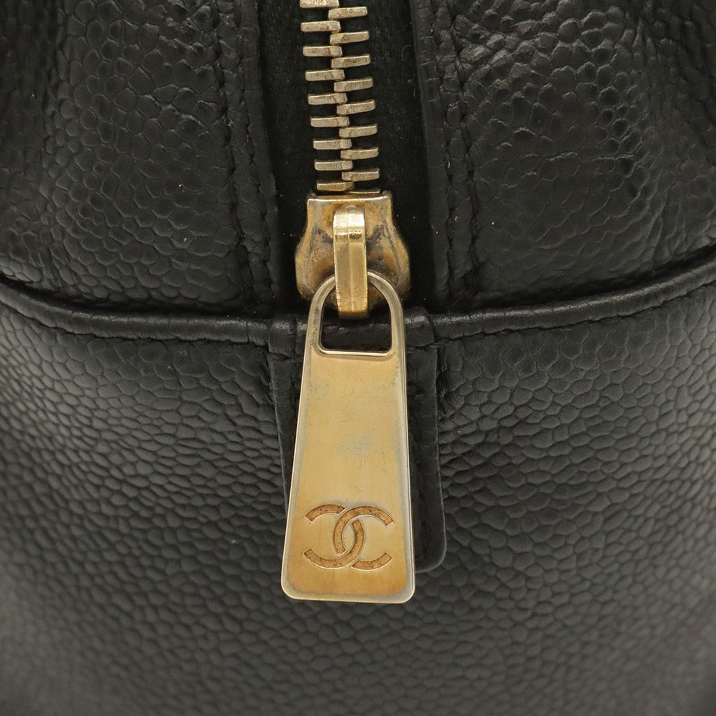 Chanel Quilted Petit Timeless Tote Chain Shoulder Bag Caviar Leather Black Gold — view 5