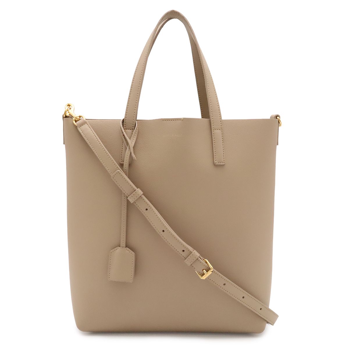 Saint Laurent Paris YSL Toy Shopping Tote 2-Way Shoulder Bag Leather Beige