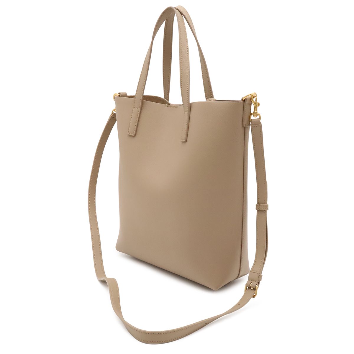 Saint Laurent Paris YSL Toy Shopping Tote 2-Way Shoulder Bag Leather Beige — view 2