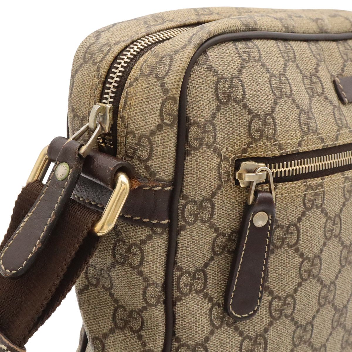 Gucci GG Supreme Plus Shoulder Bag Crossbody Leather Khaki Beige Dark Brown Gold — view 4