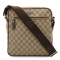 Gucci GG Supreme Plus Shoulder Bag Crossbody Leather Khaki Beige Dark Brown Gold