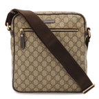 Gucci GG Supreme Plus Shoulder Bag Crossbody Leather Khaki Beige Dark Brown Gold