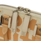 Louis Vuitton Graffiti Alma MM Handbag Leather Beige Ivory White Silver — view 6